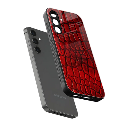Croco Red sleek samsung galaxy a55 5g cover with tempered glass back and TPU edges