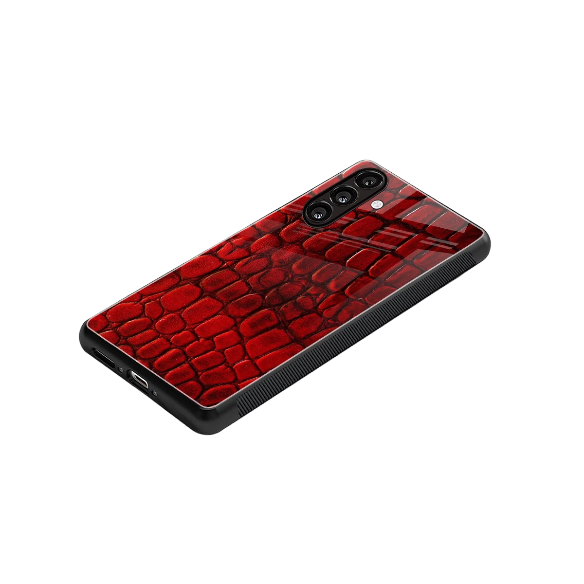 Croco Red stylish phone case for samsung galaxy a55 5g | glossy glass and slim fit