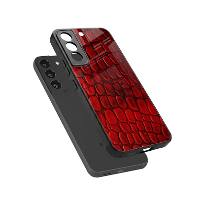 Croco Red sleek samsung galaxy s22 cover with tempered glass back and TPU edges