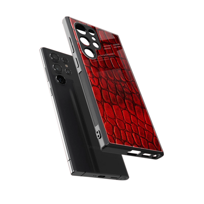 Croco Red sleek samsung galaxy s23 ultra cover with tempered glass back and TPU edges