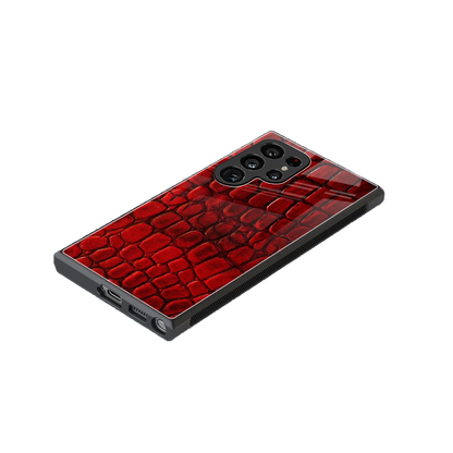 Croco Red stylish phone case for samsung galaxy s23 ultra | glossy glass and slim fit