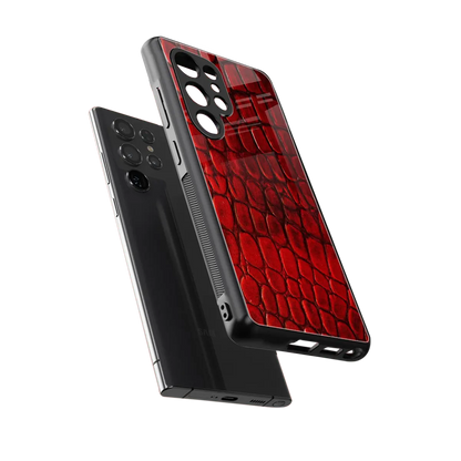 Croco Red sleek samsung galaxy s25 ultra cover with tempered glass back and TPU edges