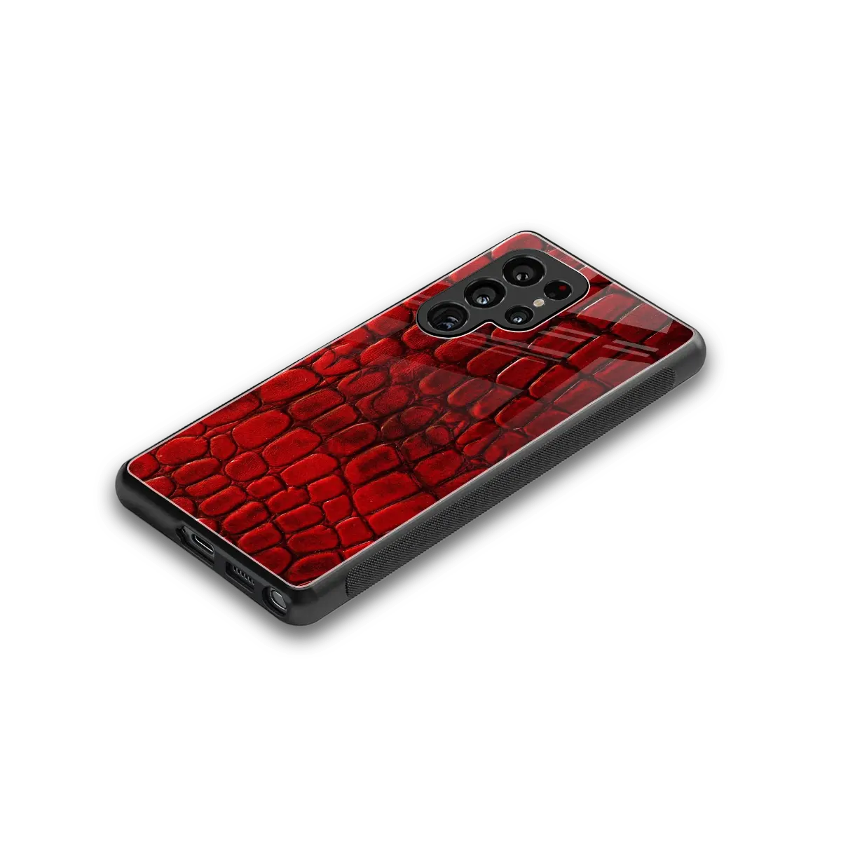 Croco Red stylish phone case for samsung galaxy s25 ultra | glossy glass and slim fit