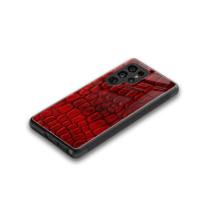 Croco Red stylish phone case for samsung galaxy s25 ultra | glossy glass and slim fit
