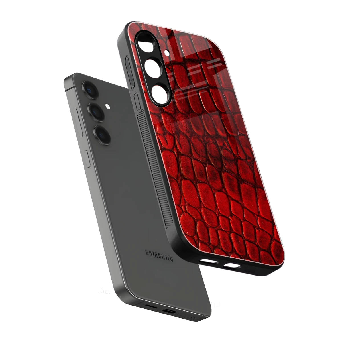 Croco Red sleek samsung galaxy s24 cover with tempered glass back and TPU edges