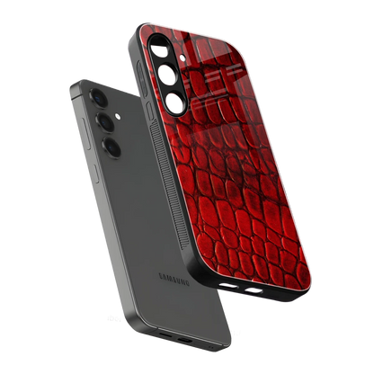 Croco Red sleek samsung galaxy s24 cover with tempered glass back and TPU edges
