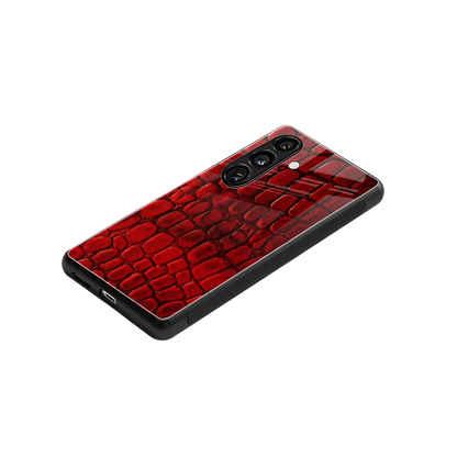 Croco Red stylish phone case for samsung galaxy s24 plus | glossy glass and slim fit