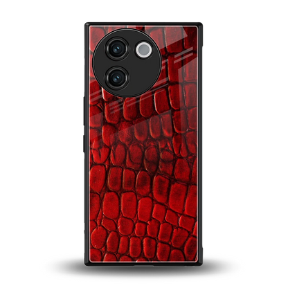 Croco Red back phone cover | glass case for vivo v30e