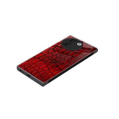 Croco Red stylish phone case for vivo v30e | glossy glass and slim fit