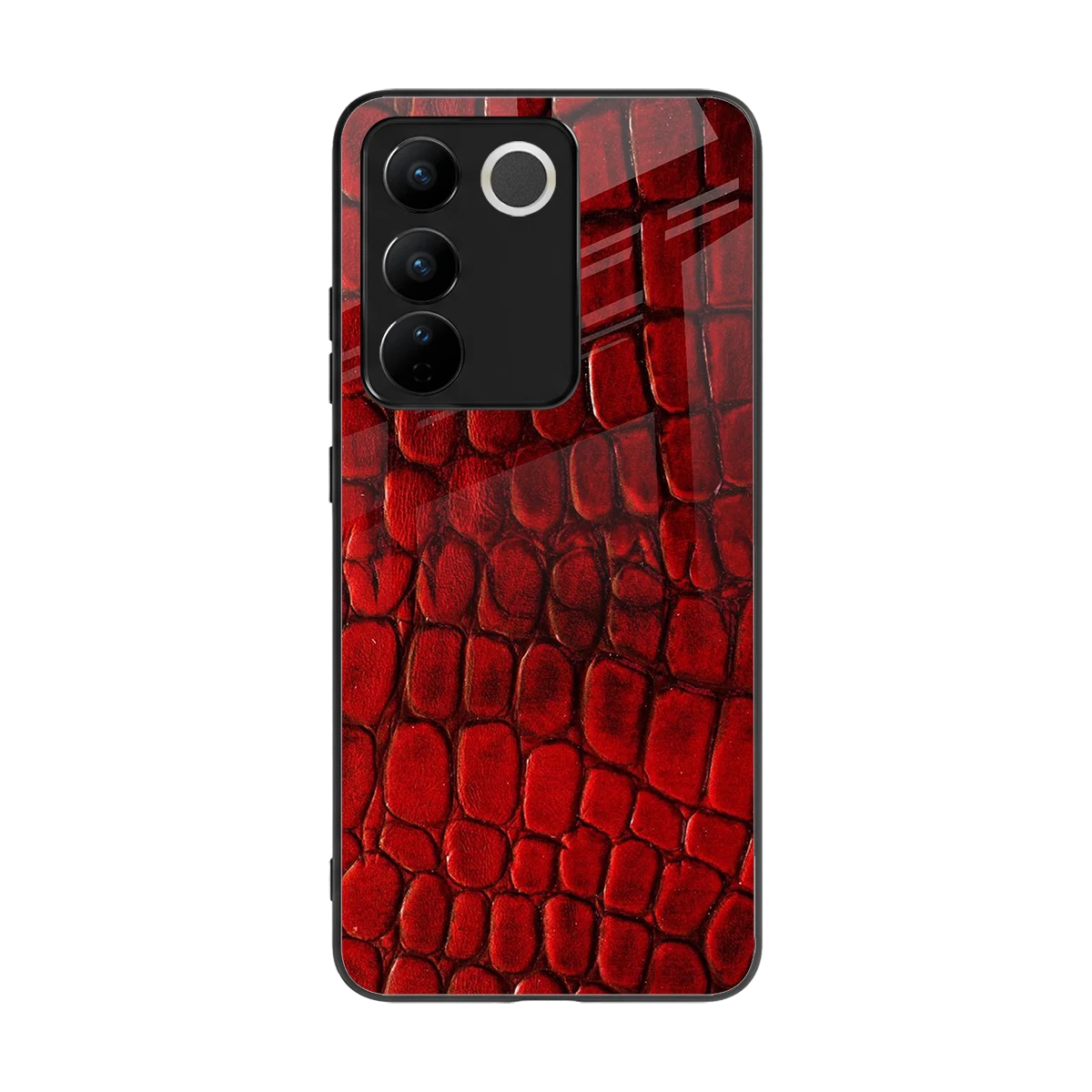 Croco Red back phone cover | glass case for vivo v27 5g