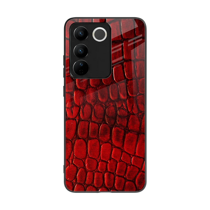 Croco Red back phone cover | glass case for vivo v27 5g