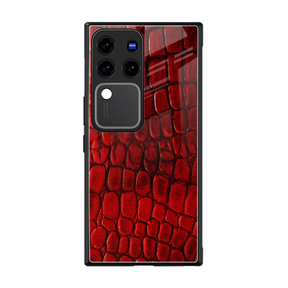 Croco Red back phone cover | glass case forvivo v30 pro