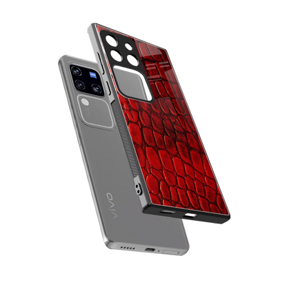 Croco Red sleekvivo v30 pro cover with tempered glass back and TPU edges