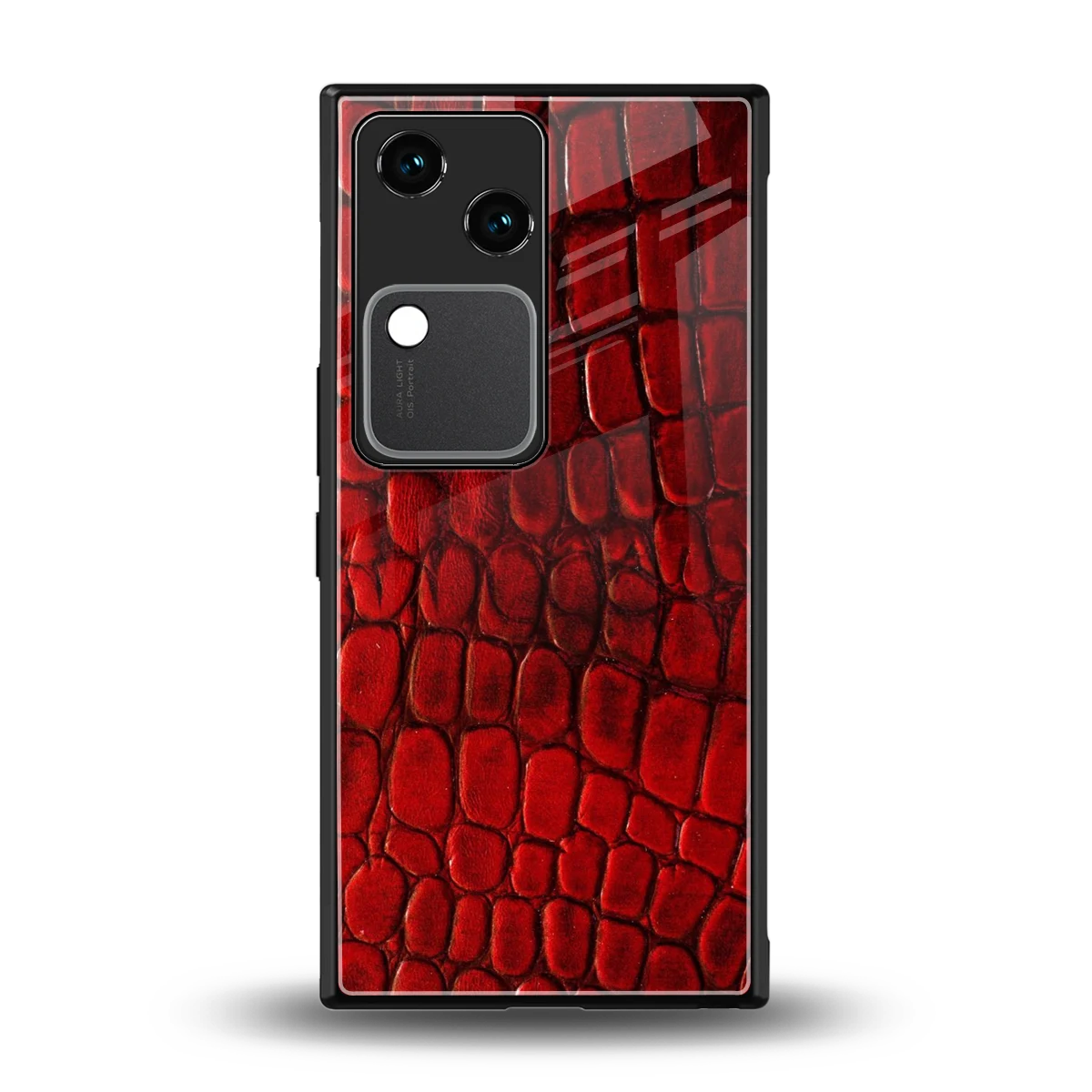 Croco Red back phone cover | glass case for vivo v30