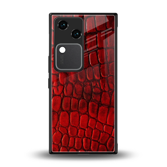 Croco Red back phone cover | glass case for vivo v30