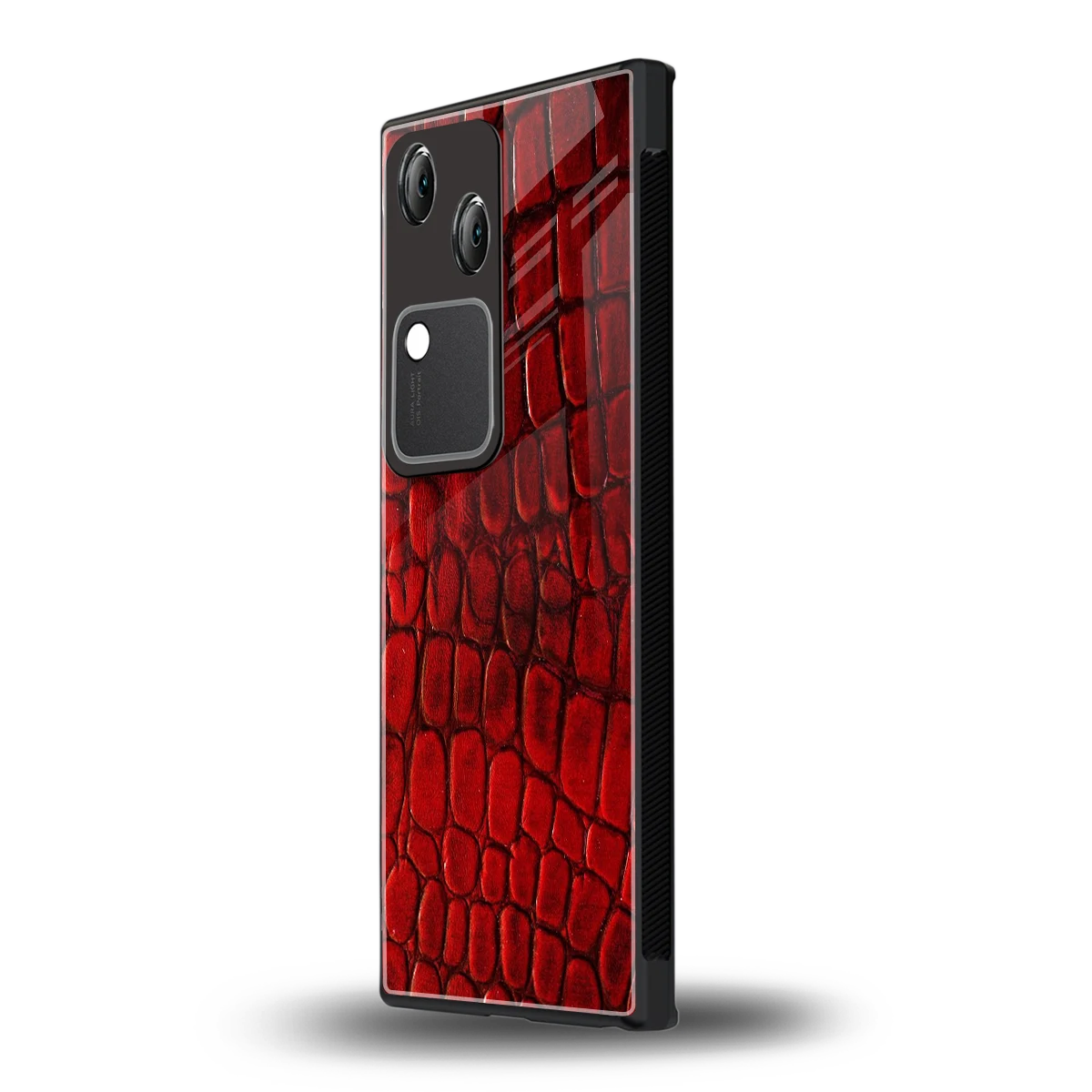 Croco Red vivo v30 mobile cover | shockproof glass phone case