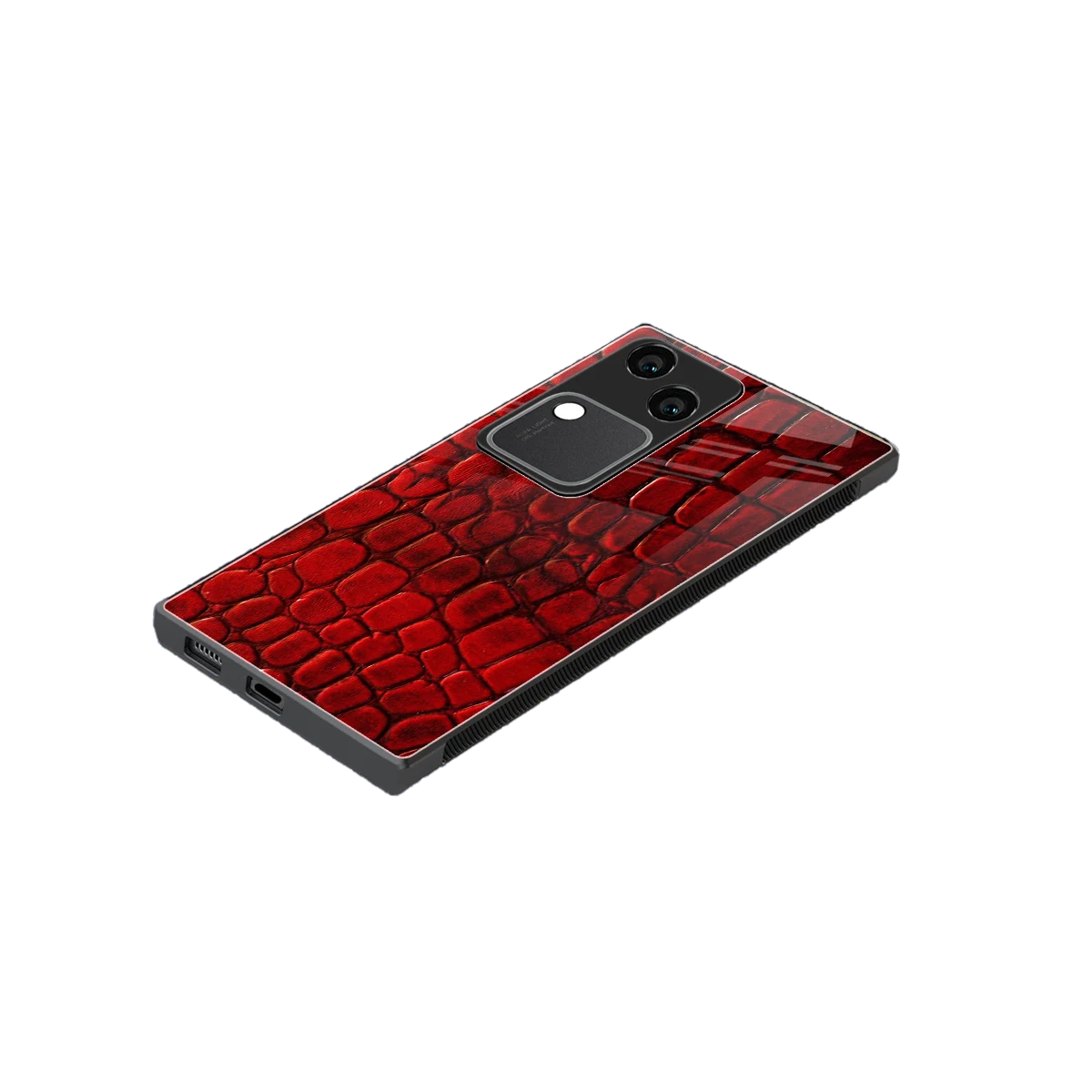 Croco Red stylish phone case for vivo v30 | glossy glass and slim fit