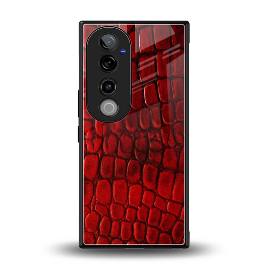 Croco Red back phone cover | glass case for vivo v40 pro