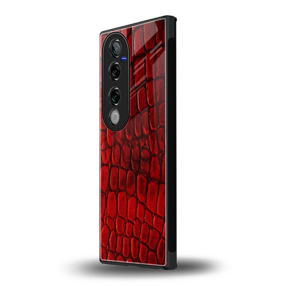 Croco Red vivo v40 pro mobile cover | shockproof glass phone case