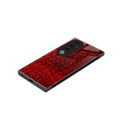 Croco Red stylish phone case for vivo v40 pro | glossy glass and slim fit
