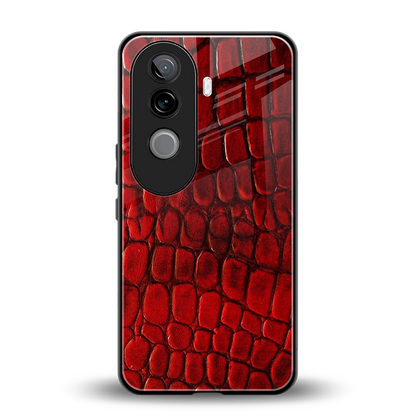 Croco Red back phone cover | glass case for vivo v40e