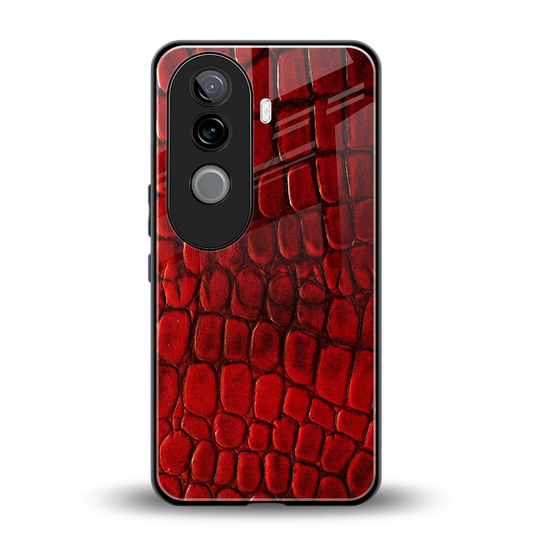 Croco Red back phone cover | glass case for vivo v40e