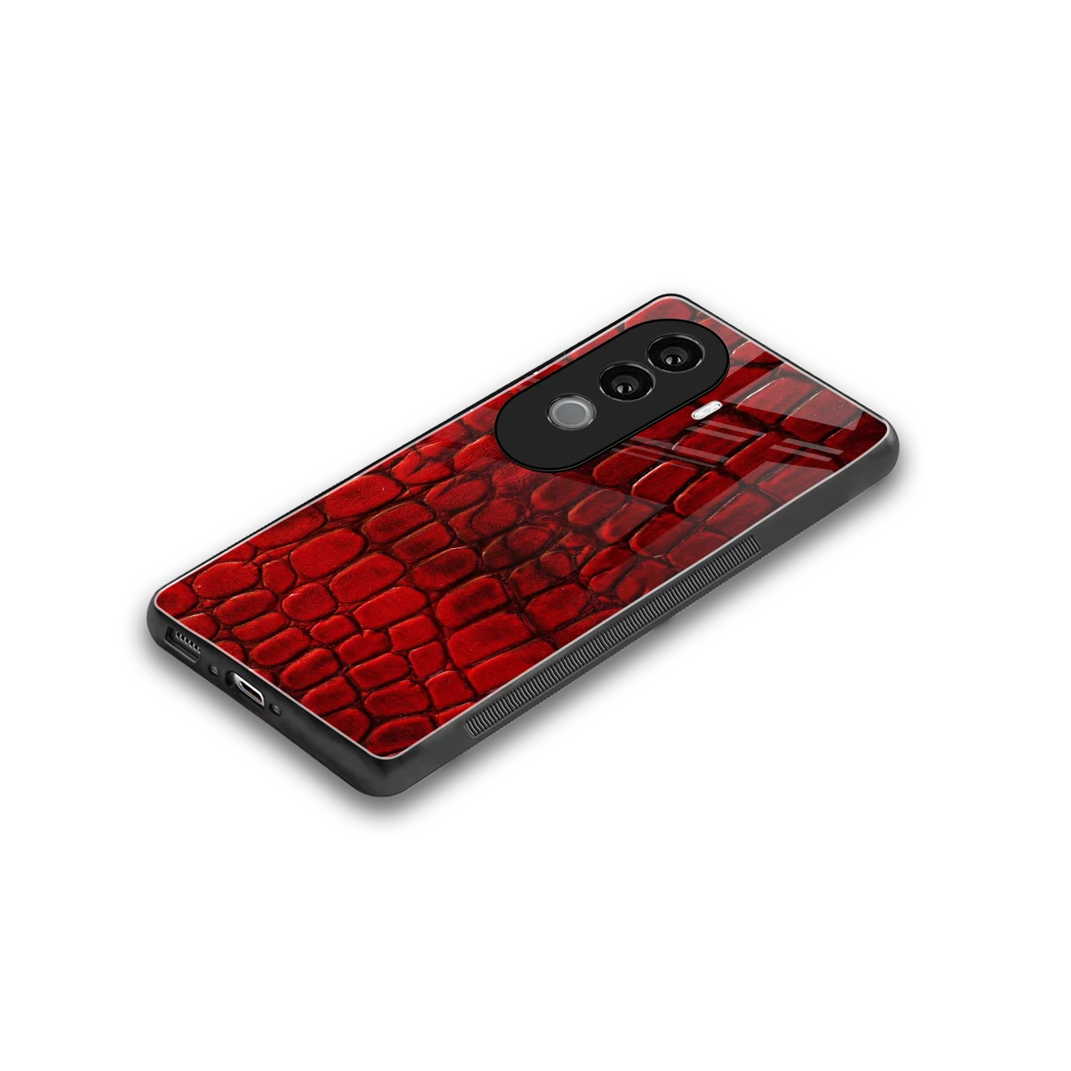 Croco Red stylish phone case for vivo v40e | glossy glass and slim fit