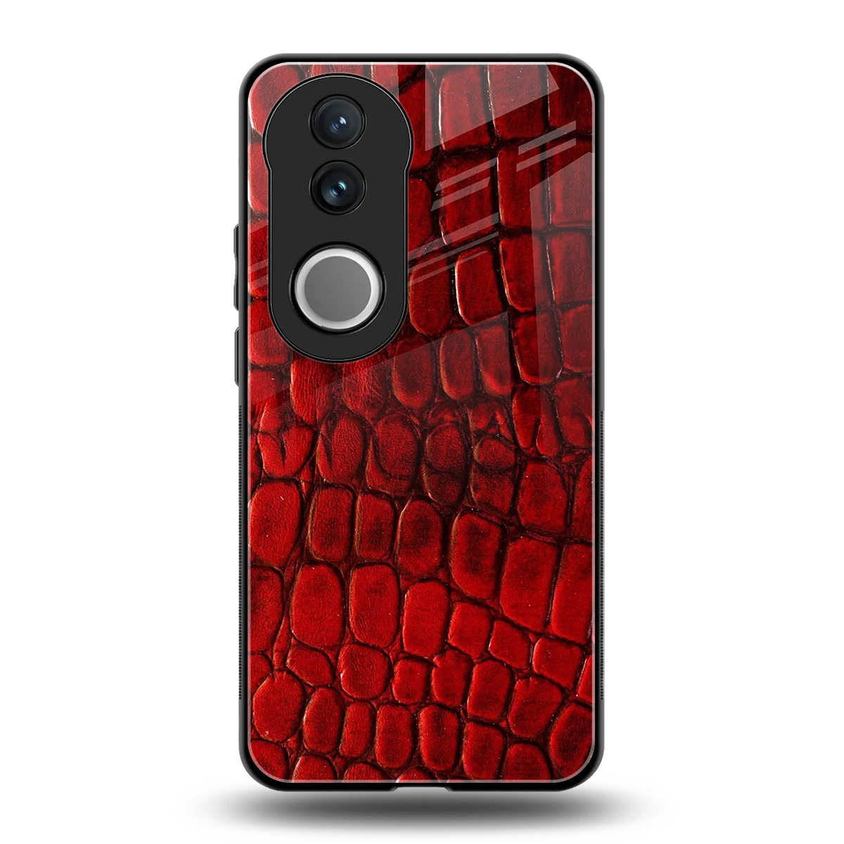 Croco Red back phone cover | glass case for vivo v50