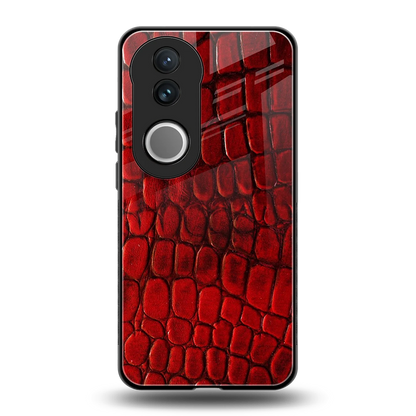Croco Red back phone cover | glass case for vivo v50