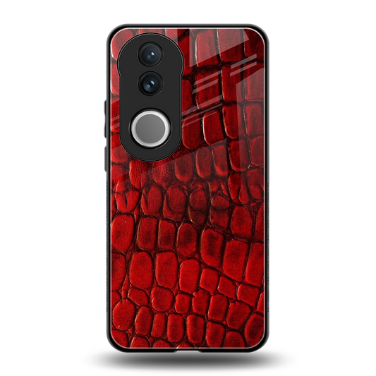 Croco Red back phone cover | glass case for vivo v50