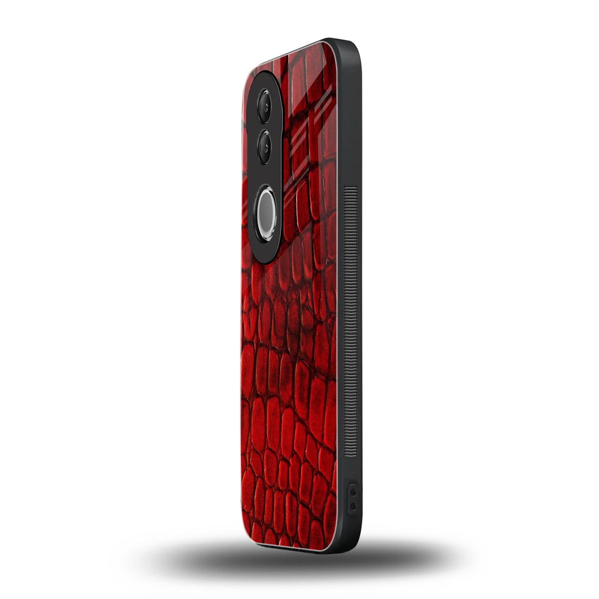 Croco Red vivo v50 mobile cover | shockproof glass phone case