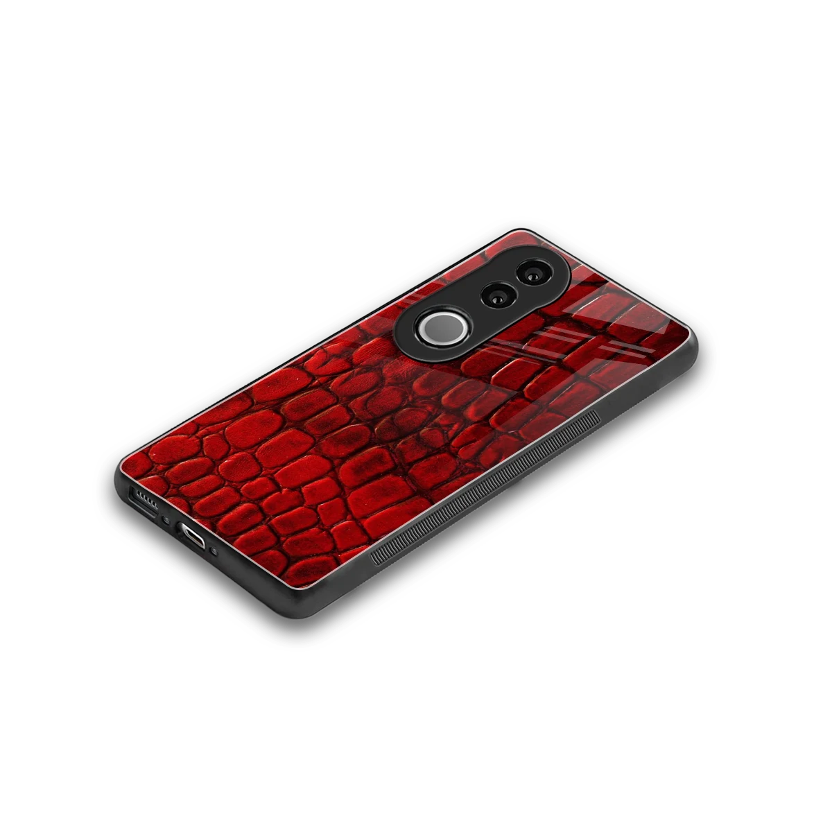 Croco Red stylish phone case for vivo v50 | glossy glass and slim fit