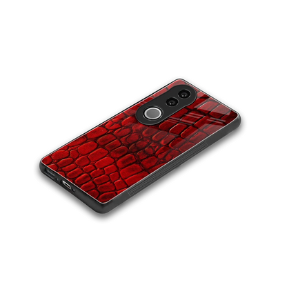 Croco Red stylish phone case for vivo v50 | glossy glass and slim fit