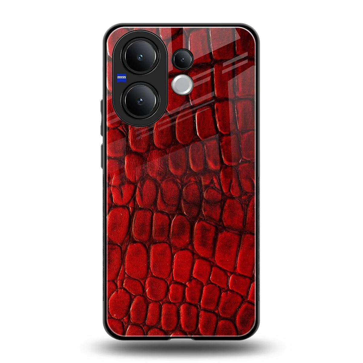Croco Red back phone cover | glass case for vivo v60