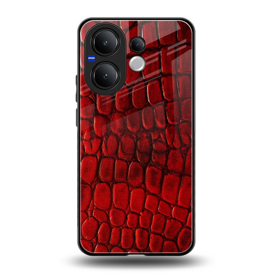Croco Red back phone cover | glass case for vivo v60