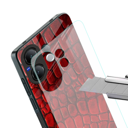 Croco Red stylish phone case for vivo v60 | glossy glass and slim fit