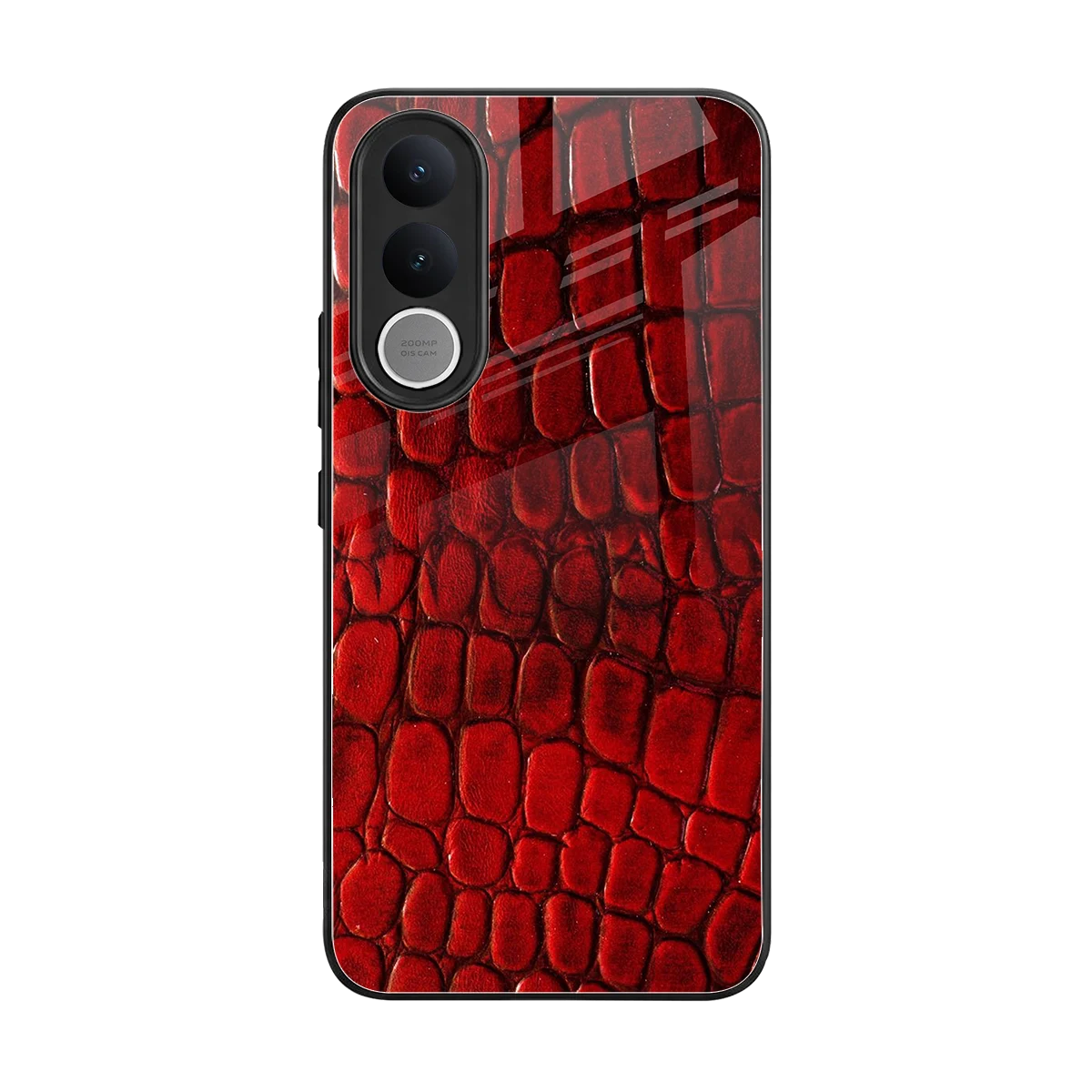 Croco Red back phone cover | glass case for vivo v70 fe