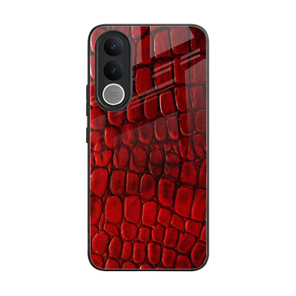 Croco Red back phone cover | glass case for vivo v70 fe
