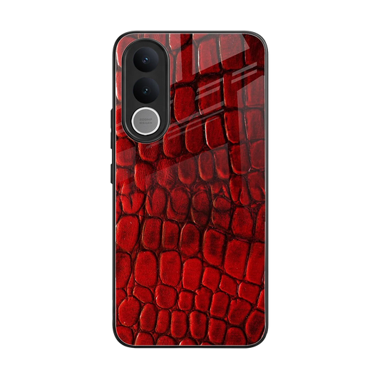 Croco Red back phone cover | glass case for vivo v70 fe