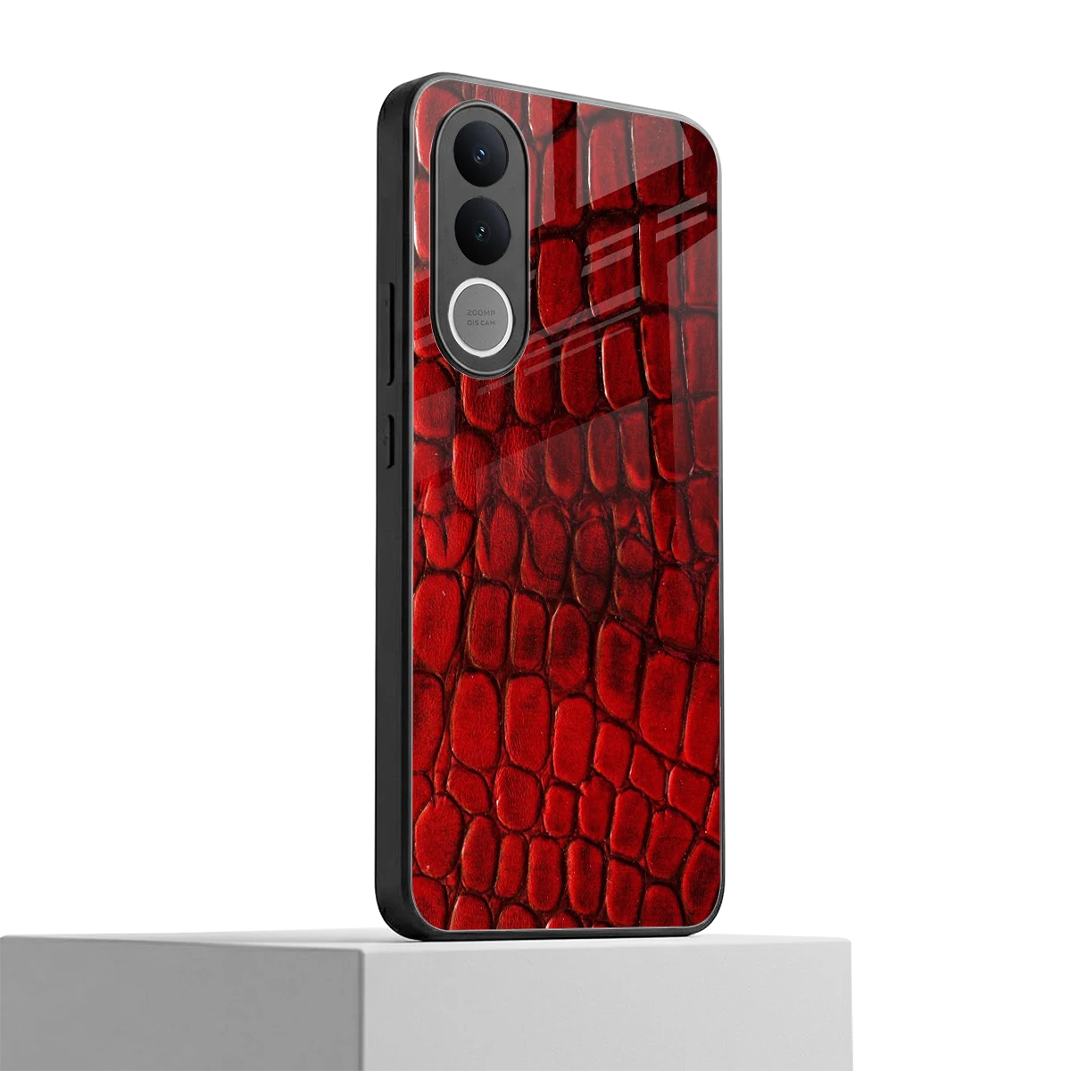 Croco Red vivo v70 fe mobile cover | shockproof glass phone case