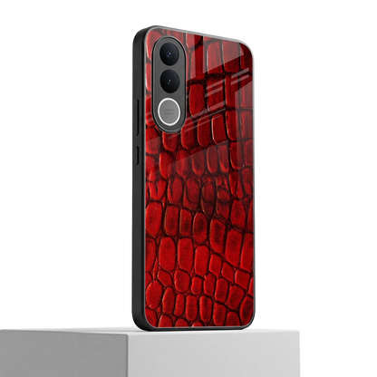 Croco Red vivo v70 fe mobile cover | shockproof glass phone case
