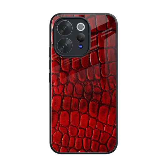 Croco Red back phone cover | glass case for vivo v70 elite