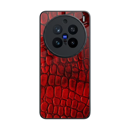 Croco Red back phone cover | glass case for vivo x200 pro