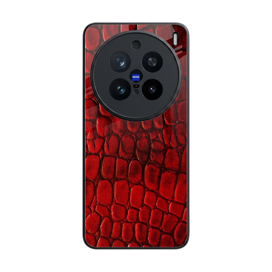 Croco Red back phone cover | glass case for vivo x200 pro