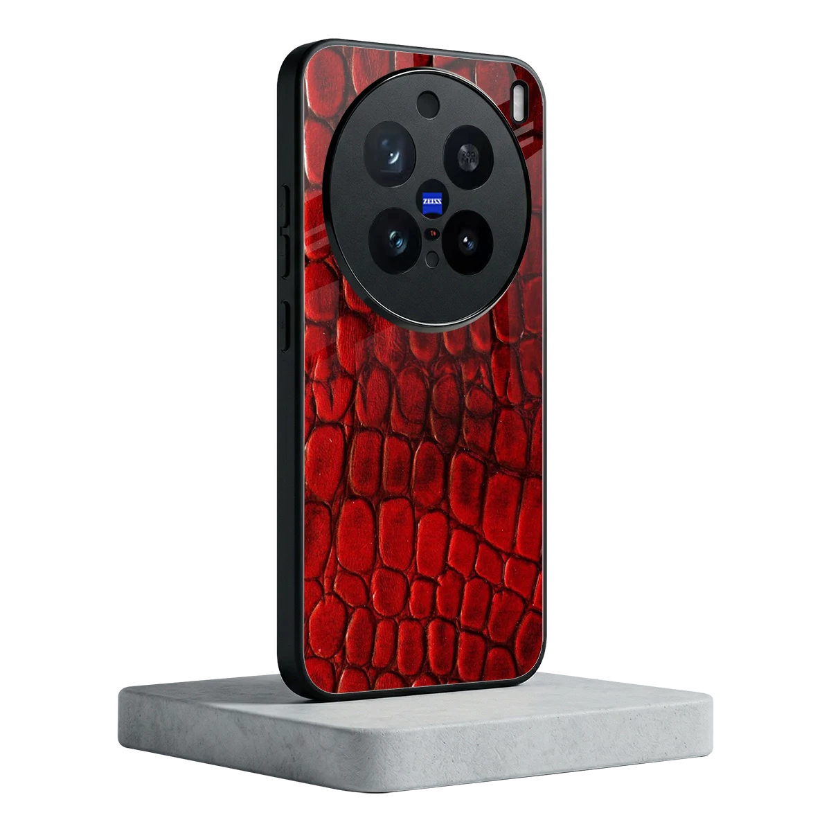 Croco Red vivo x200 pro mobile cover | shockproof glass phone case