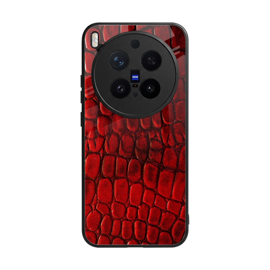 Croco Red back phone cover | glass case for vivo x300 pro