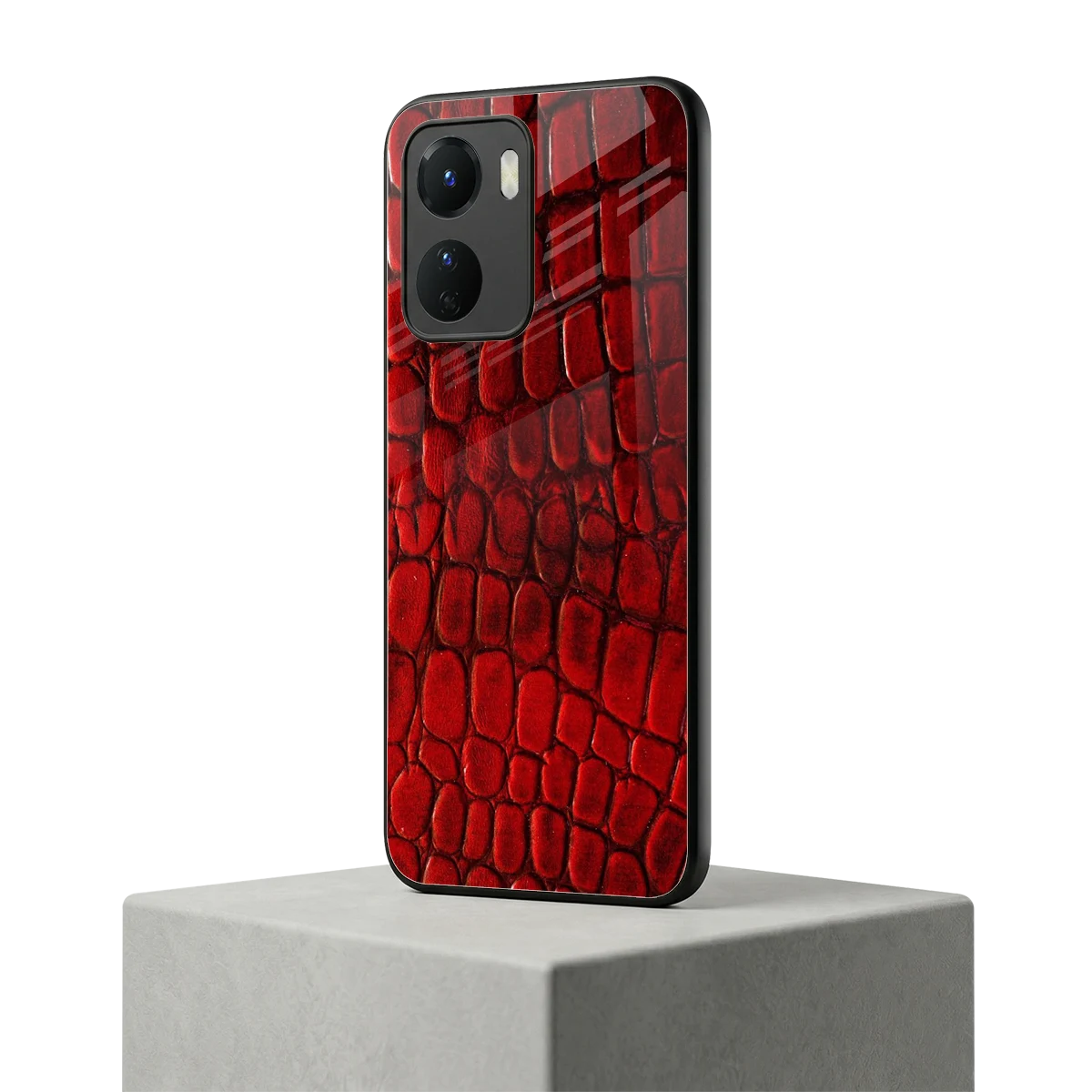 Croco Red vivo y16 mobile cover | shockproof glass phone case