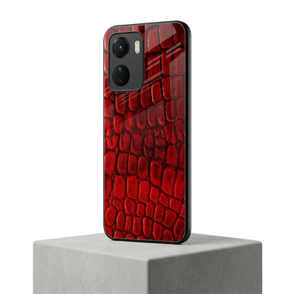 Croco Red vivo y16 mobile cover | shockproof glass phone case