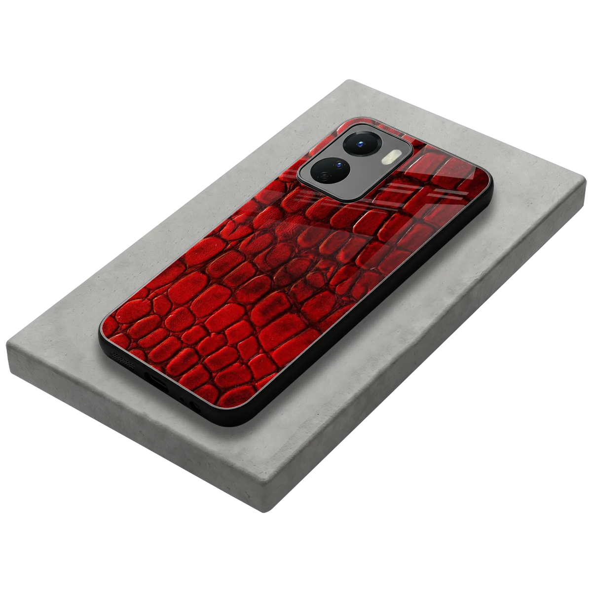 Croco Red stylish phone case for vivo y16 | glossy glass and slim fit