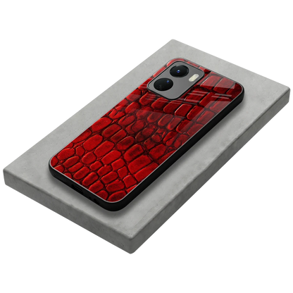 Croco Red stylish phone case for vivo y16 | glossy glass and slim fit
